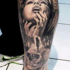 Tatuajes para pantorrillas de hombres y mujeres de futbol