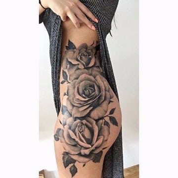 diseños de rosas para tatuar en la pierna