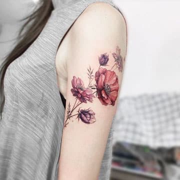 significado de flores en tatuajes de colores