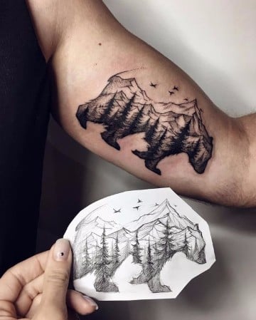 tatuajes de bosques en el brazo para de hombres