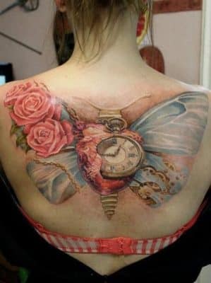 tatuajes de reloj para mujeres antiguo
