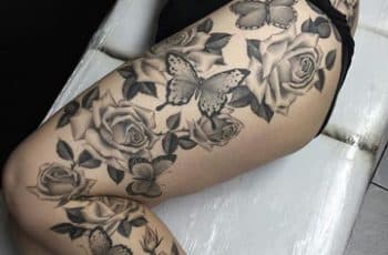 La metamorfosis y tatuajes de mariposas en la pierna