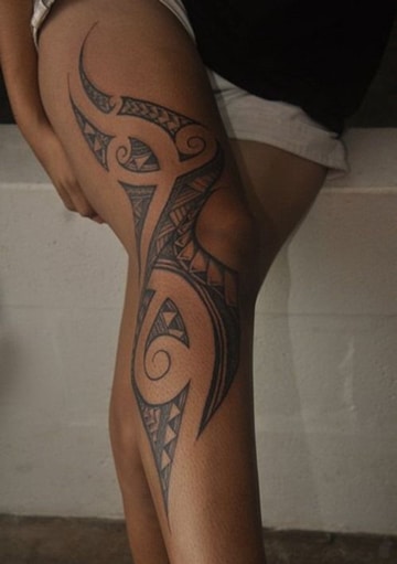 tatuajes de tribales en la pierna para mujeres