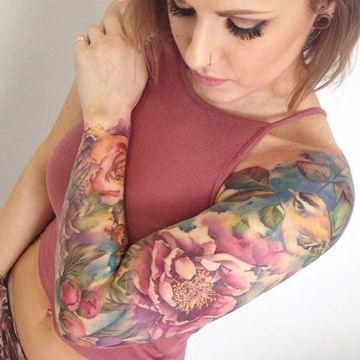 diseños de tatuajes a color florales