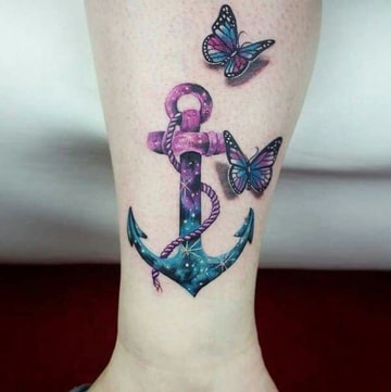 tatuajes de ancla para mujeres a color