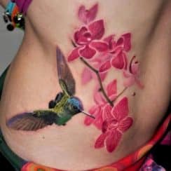 Majestuosos diseños de tatuajes de colibries en 3d
