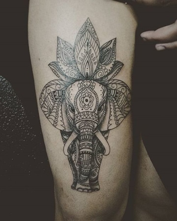 tatuajes de mandalas de proteccion elefante