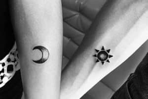 tatuajes de sol y luna para parejas en brazos