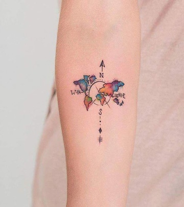 tatuajes de mapas y brujulas con color