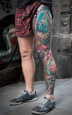 tatuajes de piernas para hombres full color