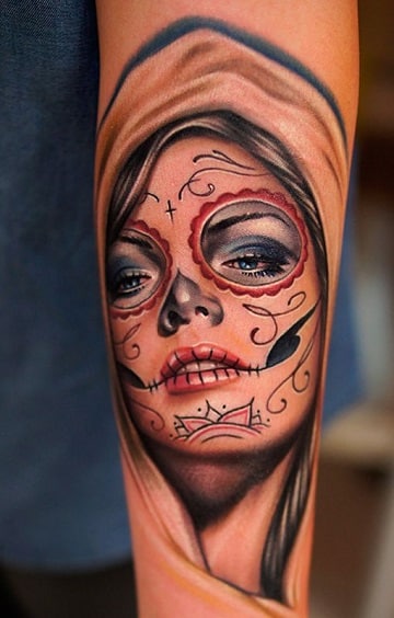 tatuajes de catrinas para mujer en el brazo