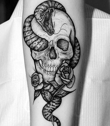 tatuajes de craneos con rosas para hombre