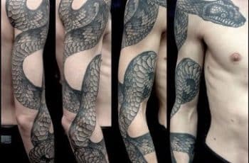 Solidas lineas en tatuajes de serpientes para hombres