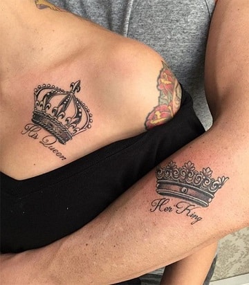 tatuajes de coronas en el pecho parejas