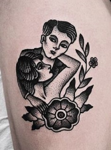 tatuajes en blanco y gris para parejas