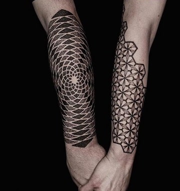 tatuajes geometricos puntillismo para parejas