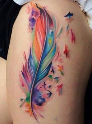 tatuajes para mujeres a color en la pierna