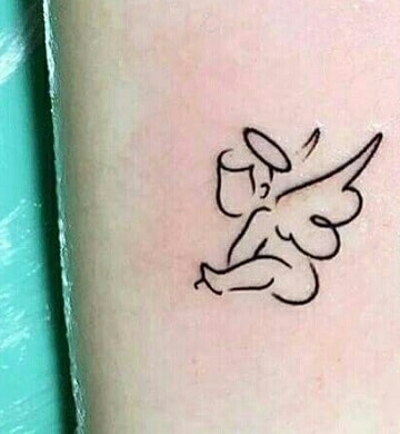 tatuajes de angeles bebes contorno
