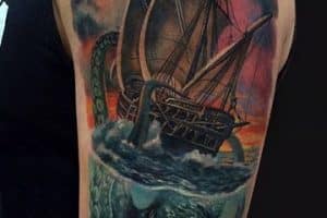 tatuajes de barcos piratas colorido