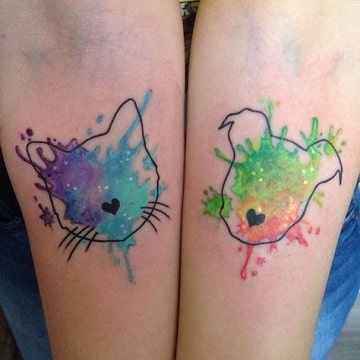 tatuajes de gatos en acuarela silueta