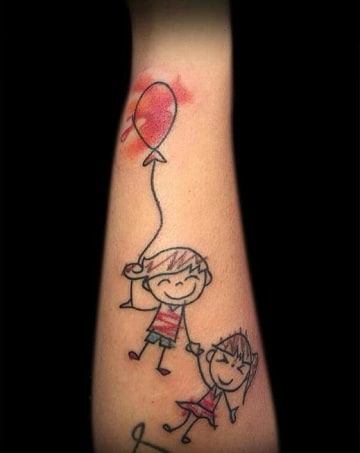 tatuajes de niños con globos sencillos