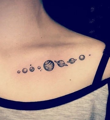 tatuajes de sistema solar en el pecho