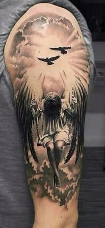 diseños de tatuajes de angeles en el hombro