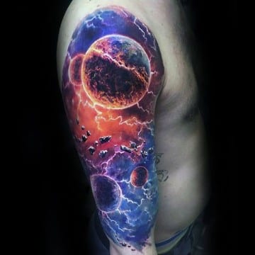 tatuajes coloridos para hombres de universo