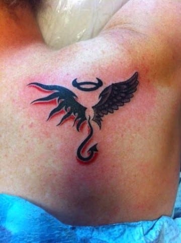 tatuajes de alas de angel y demonios para mujer