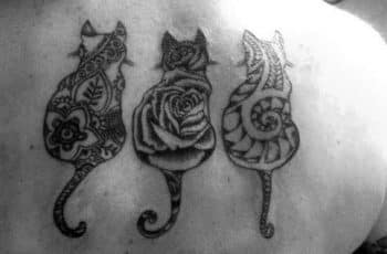 Diseños de tatuajes de gatos en la espalda y otras zonas