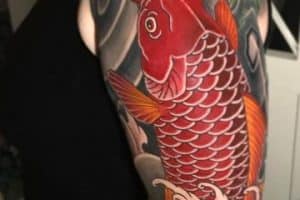 tatuajes de pez koi en el brazo full color
