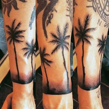 tatuajes de playas y palmeras sencillo