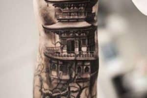 tatuajes de templos chinos para brazo