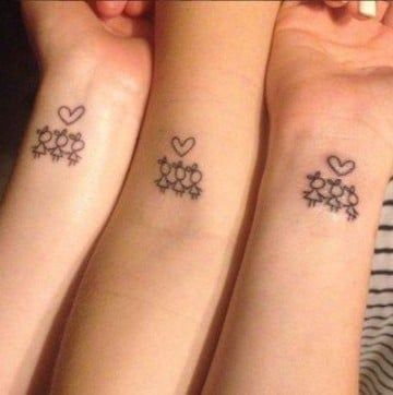 Ideas y diseños originales de tatuajes para 3 personas