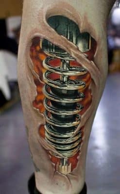 tatuajes biomecanicos pierna 3D