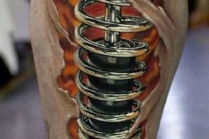 tatuajes biomecanicos pierna 3D