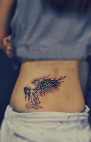 tatuajes de angeles para mujeres espalda baja