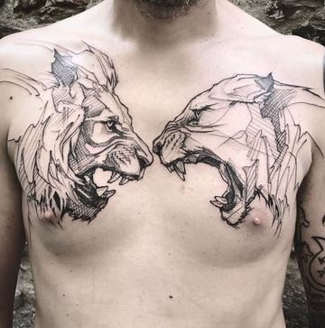 tatuajes de leon para hombres en el pecho