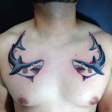 tatuajes de tiburones para hombres en el pecho