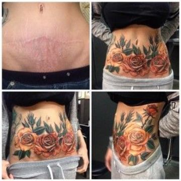 tatuajes para tapar estrias con flores