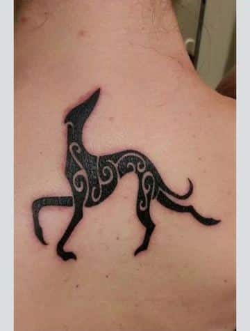 tatuajes de perros galgos en la espalda