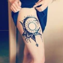 Un fuerte significado en los tatuajes de sol y luna
