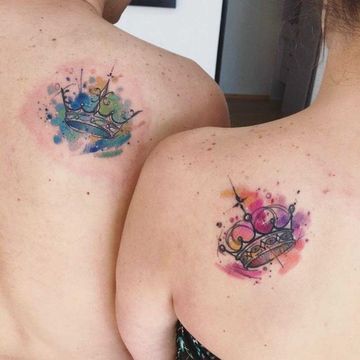 tatuajes para parejas a color en la espalda