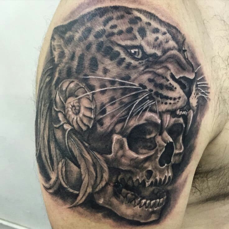 Embleaticos diseños de tatuajes de jaguares mayas