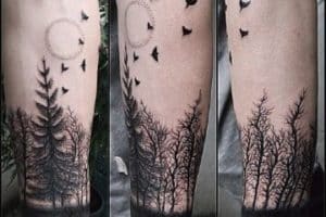 fotos de tatuajes de bosques en el antebrazo