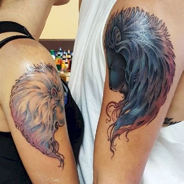 tatuajes de leones para parejas a color