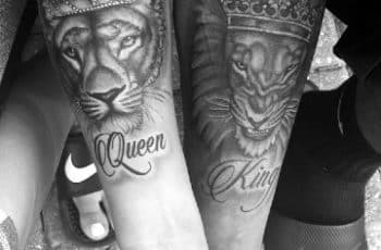 Fuerza determinante en tatuajes de leones para parejas