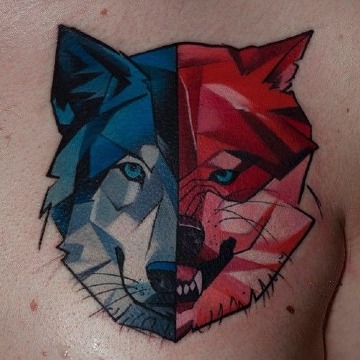 tatuajes de lobos a color para hombres