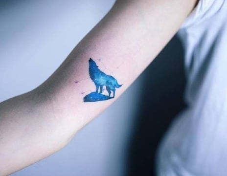 tatuajes de lobos a color para mujeres