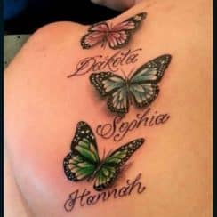 Originalidad en tatuajes de mariposas con nombres